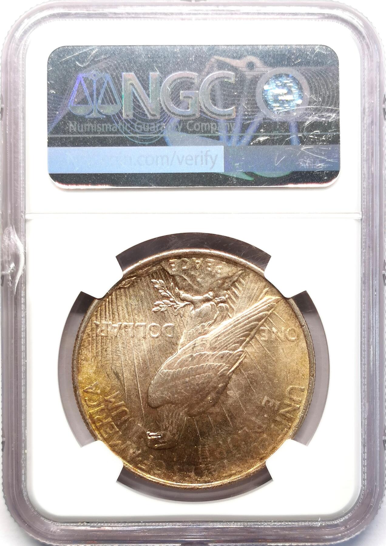 凡希社世界钱币微拍第二百六十八期 1924美国和平壹元NGC-MS64，金彩！