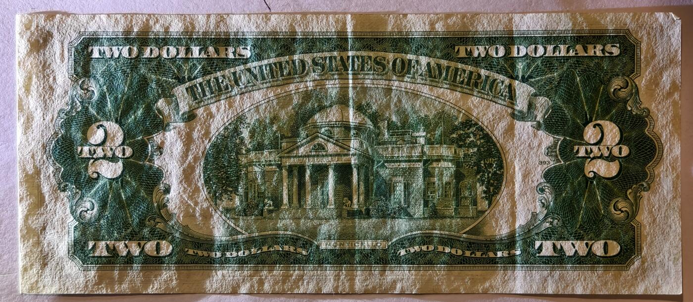 紫瑗钱币——第347期拍卖——纸币场 美国 1953年 无序列 托马斯·杰斐逊 2美元 红印 政府券 流通品