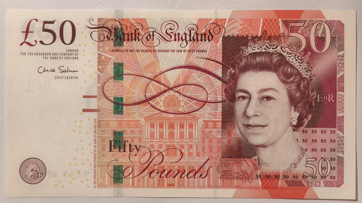 紫瑗钱币——第375期拍卖——纸币场 英国2010年 F序列 工程师瓦特(蒸汽机发明者)和其推广合作者博尔顿 50镑 UNC