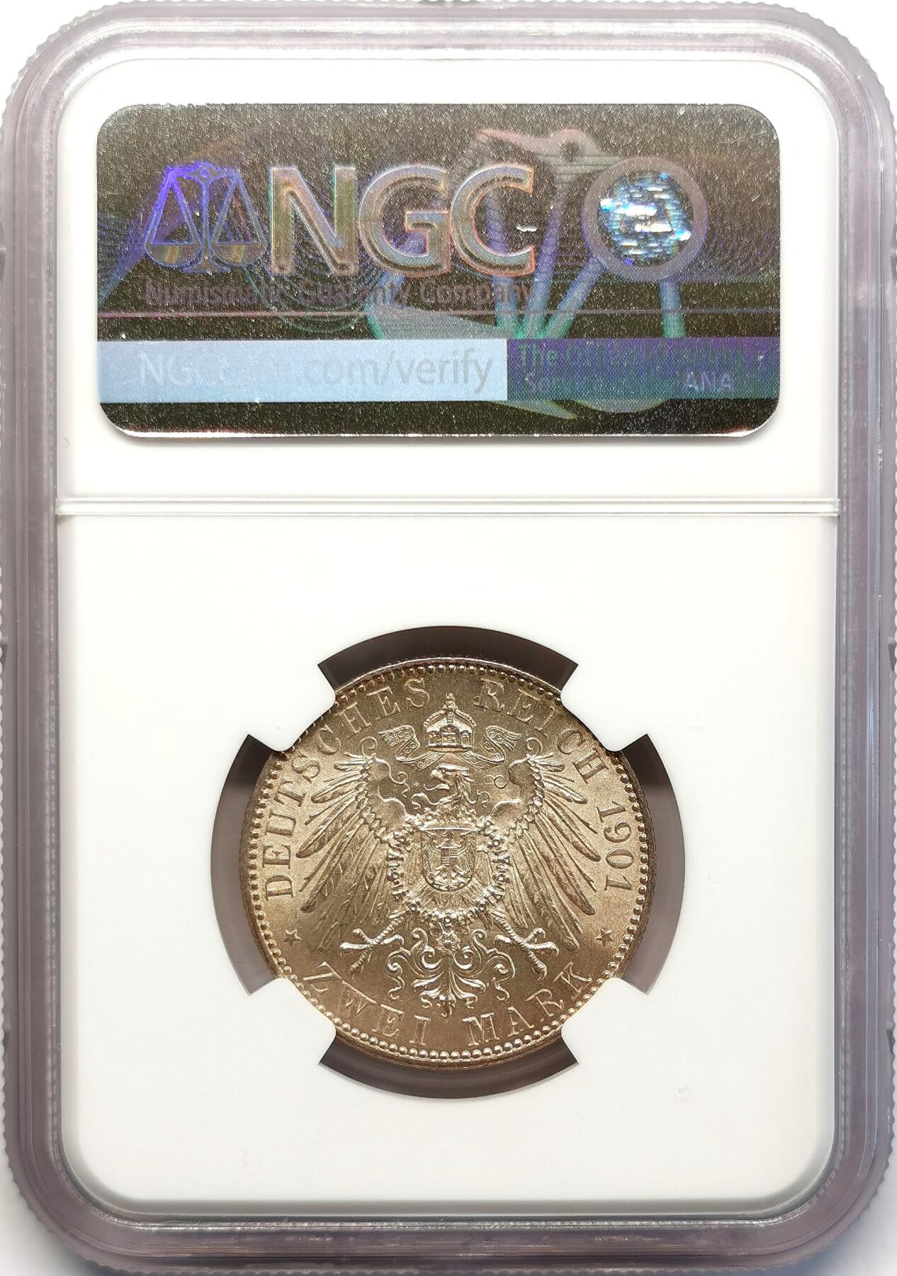 凡希社世界钱币微拍第二百六十八期 1901普鲁士纪念2马克NGC-MS63