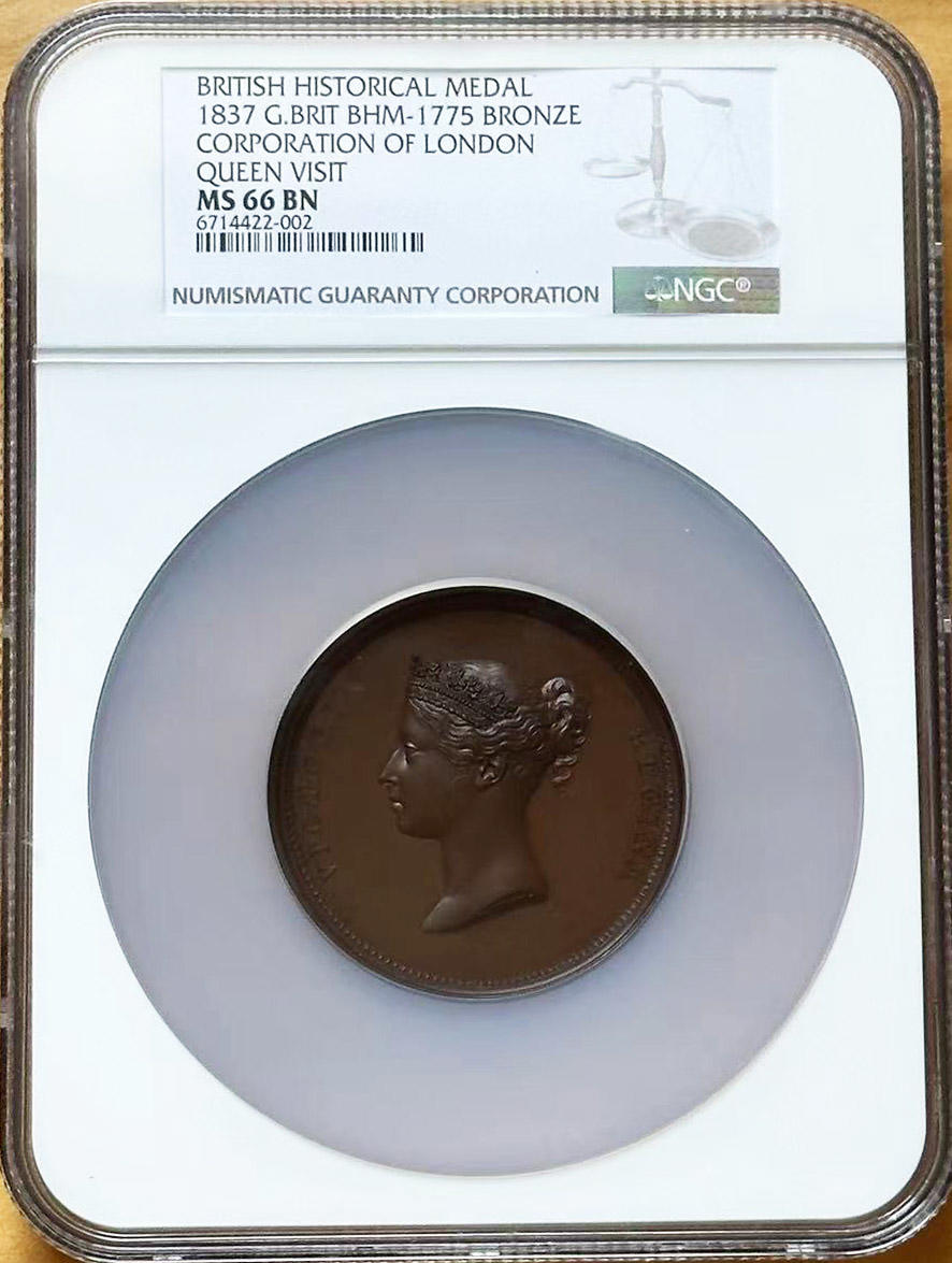 NGC-MS66BN 1837英国女王访问伦敦大铜章 唯一冠军 带原盒
