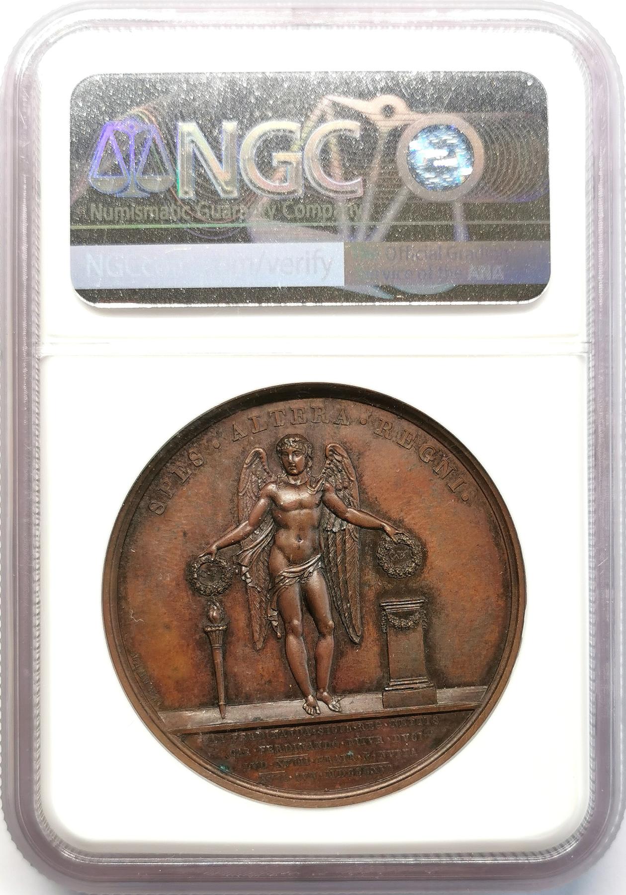 凡希社世界钱币微拍第二百六十八期 1816路易十八像法国皇家婚礼纪念铜章NGC-MS61