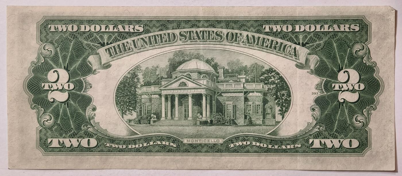 紫瑗钱币——第347期拍卖——纸币场 美国 1953年 无序列 托马斯·杰斐逊 2美元 红印 政府券 流通品