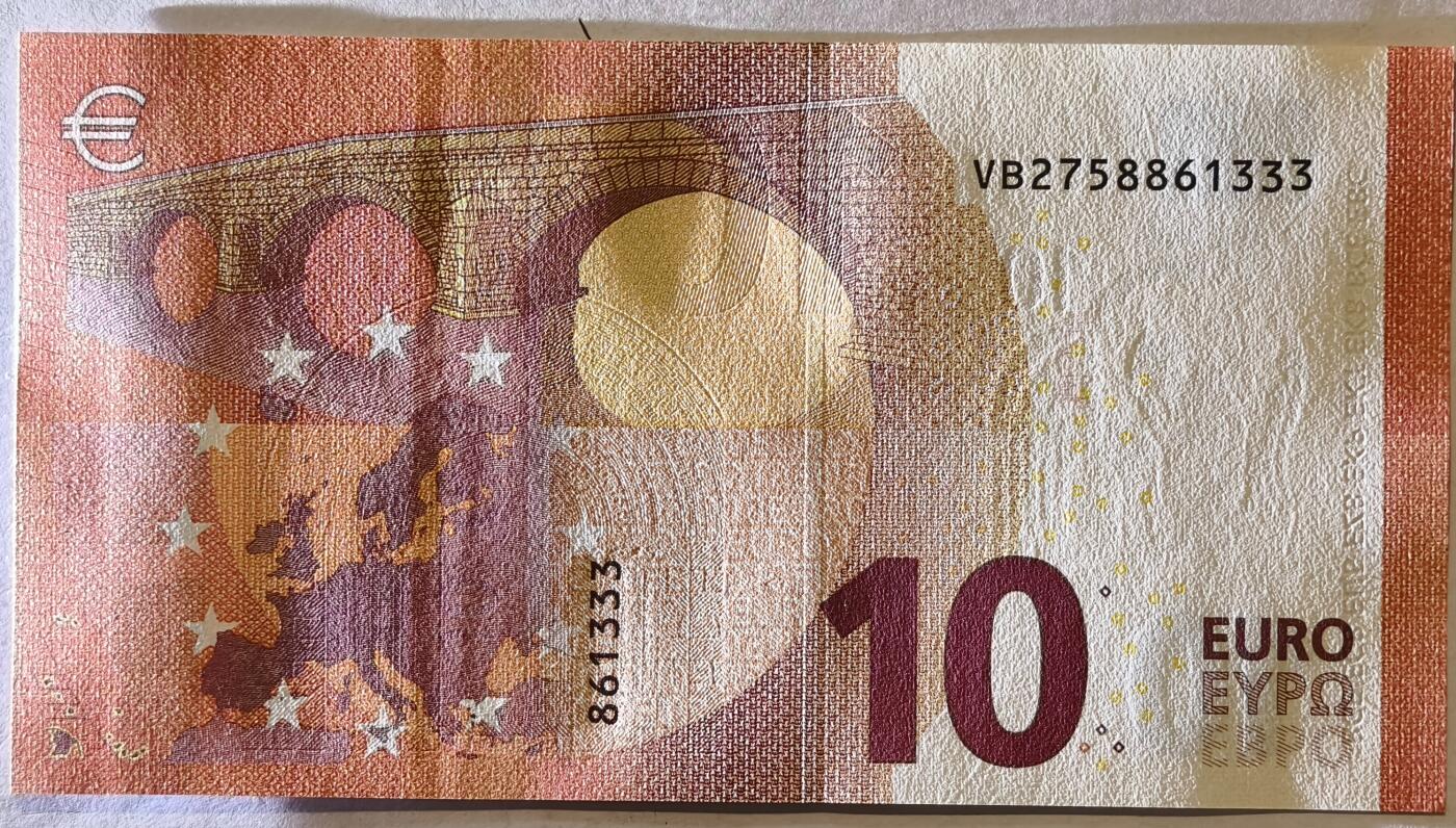 紫瑗钱币——第347期拍卖——纸币场 【豹子号3】欧元 西班牙 2014年 圣天使桥 10欧元 UNC