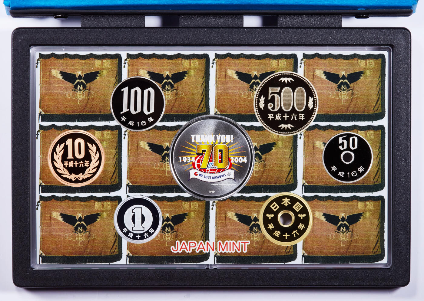 S&S Numismatic世界钱币-拍卖 第113期  日本2004年 棒球联盟70周年 6枚精制套币官方卡币 含20克银章