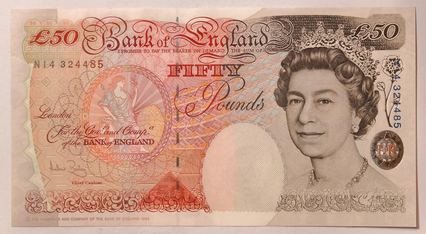 紫瑗钱币——第361期拍卖——纸币场 英国 1994年 E序列 英格兰银行第一任行长 约翰·霍布伦 50英镑 UNC