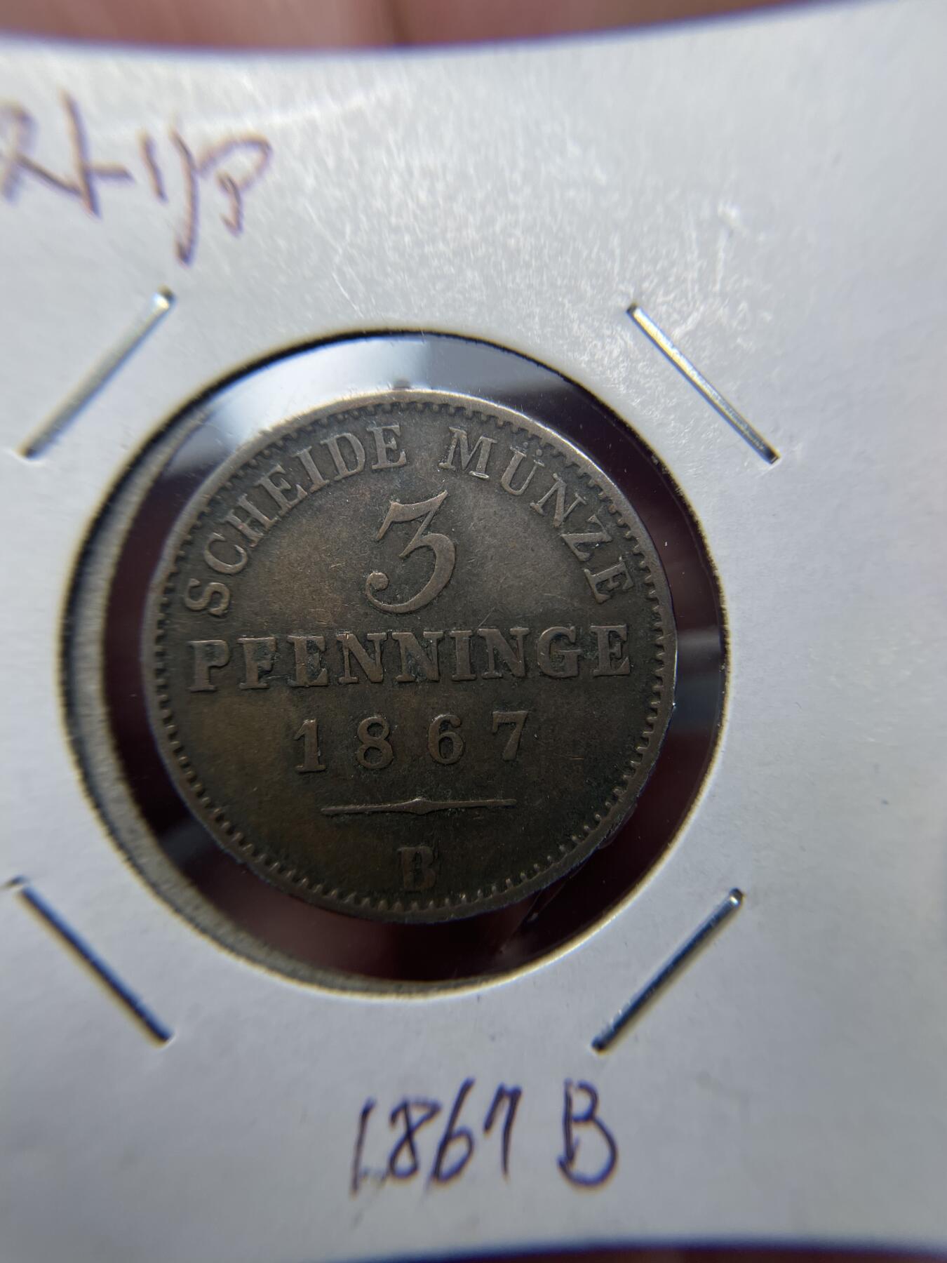 2024年集古藏今外币拍卖第六期-第9场—（总第59拍） 1867年德国普鲁士3芬尼