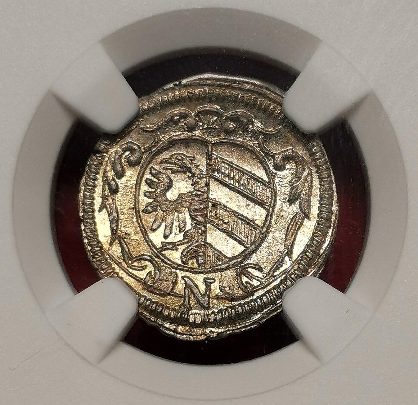 凡希社世界钱币微拍第二百六十八期 1678纽伦堡自由市银芬尼NGC-MS64，铸打细节完美，品相卓越！