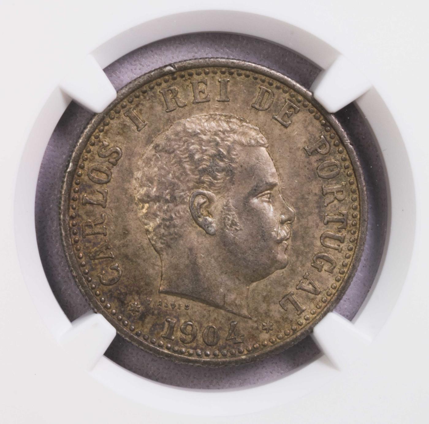 NGC-MS62 1904葡属印度1卢比银币 原味少见