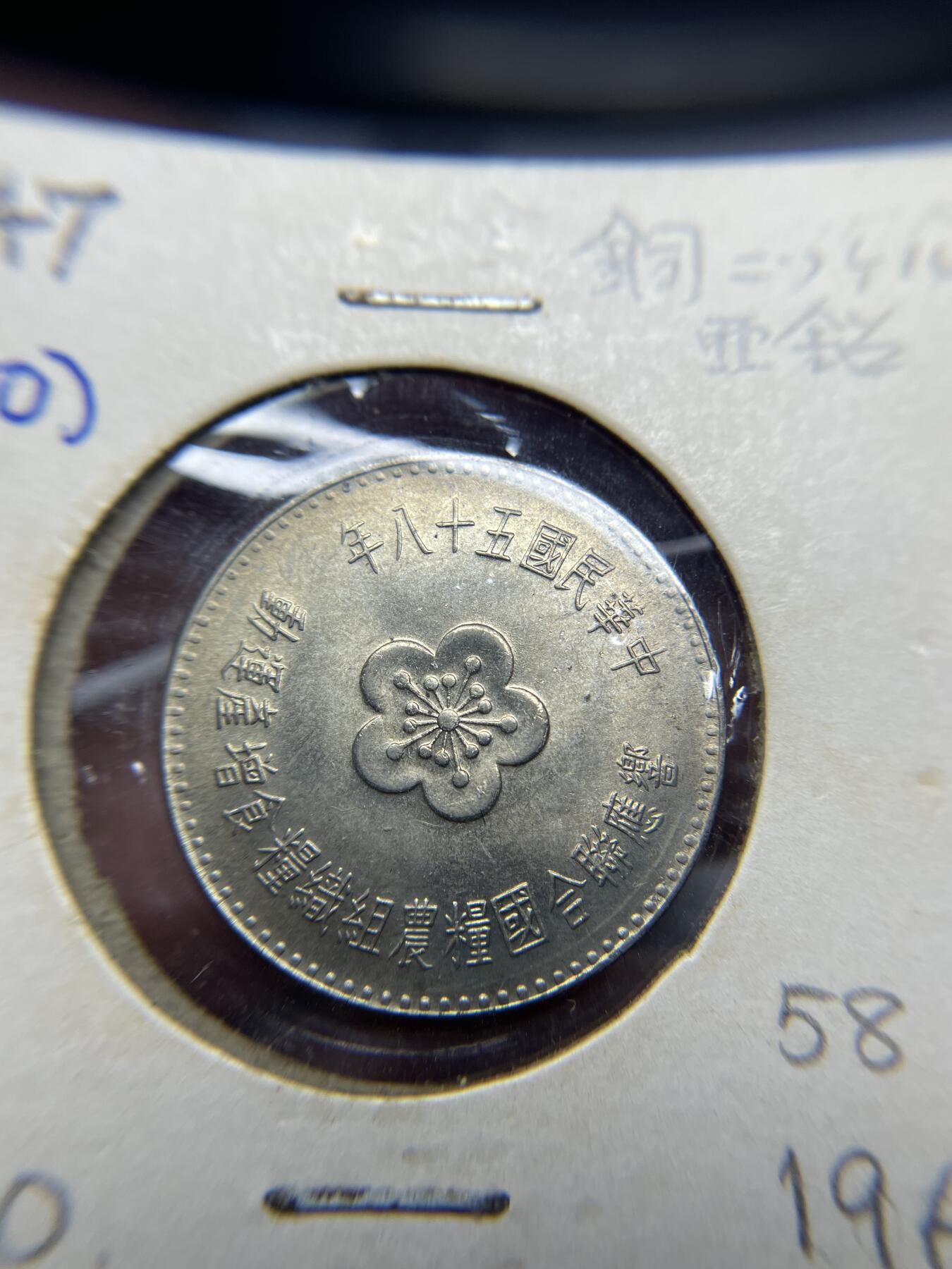 2024年集古藏今外币拍卖第六期-第9场—（总第59拍） 民国五十八年Fao壹圆纪念币