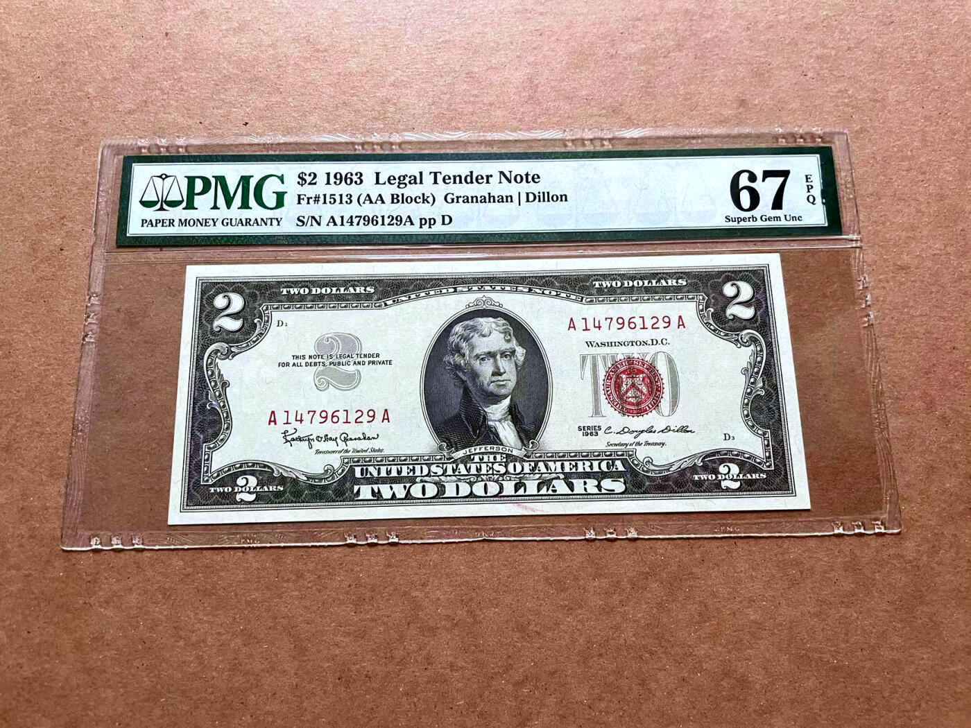 【Blue Auction】✨世界纸币精拍第475期【精】 【AA】美国 1963年2美金 PMG67EPQ 高分