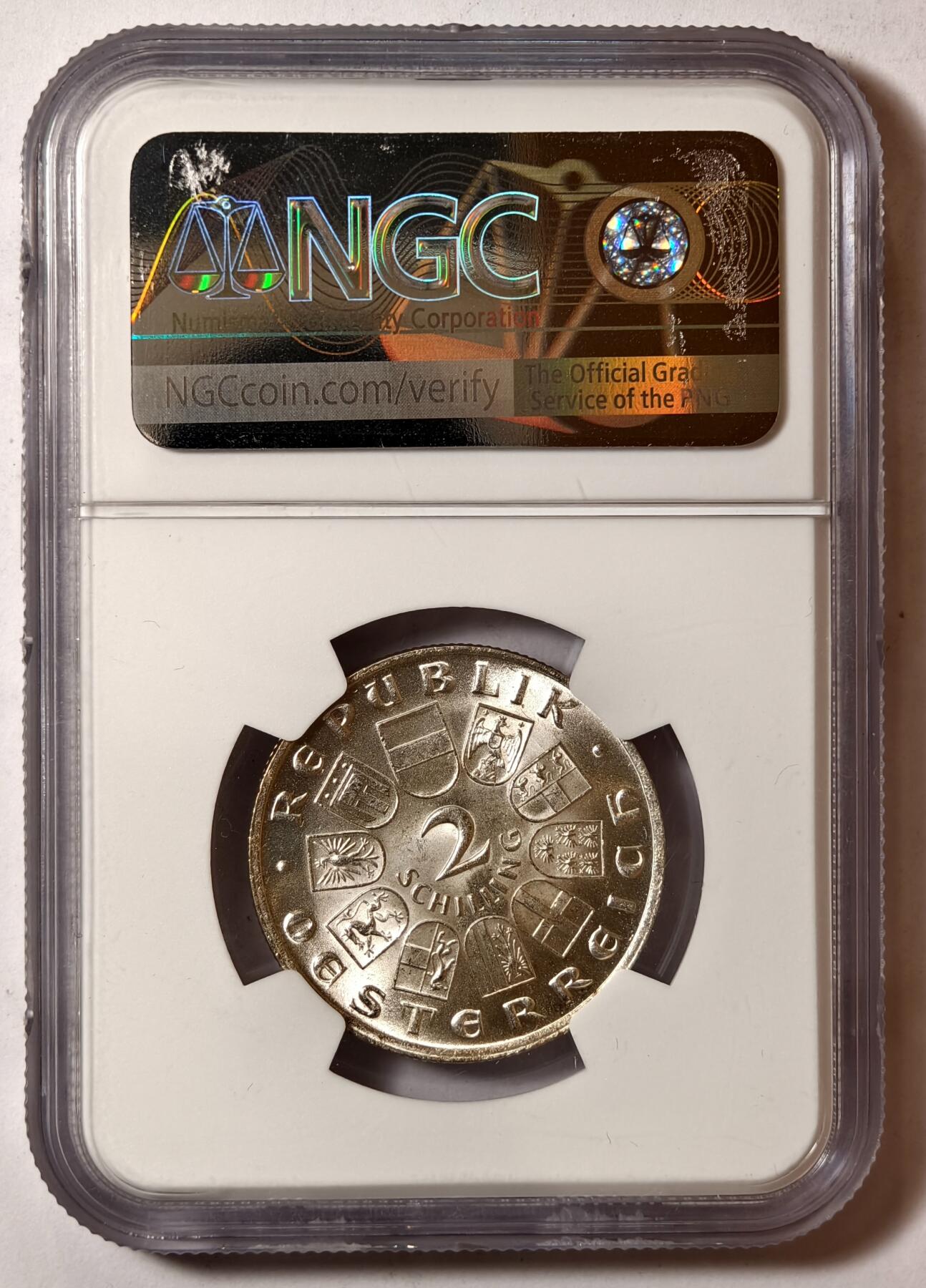 紫瑗钱币——第384期拍卖 奥地利 1928年 舒伯特 2先令 银币 NGC MS64