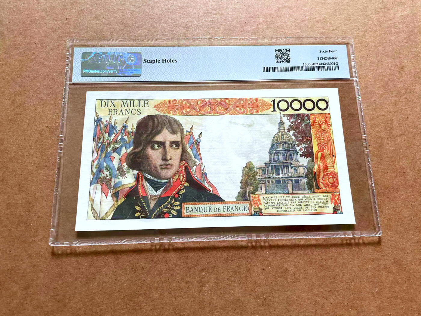 【Blue Auction】✨世界纸币精拍第475期【精】  【仅1张更高分】法国 1957-58年10000法郎 未改值版本 PMG64 拿破仑 