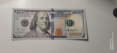 2024第七期纸币专场 - 美元彩版100补号流通品背面有地下钱庄标记
