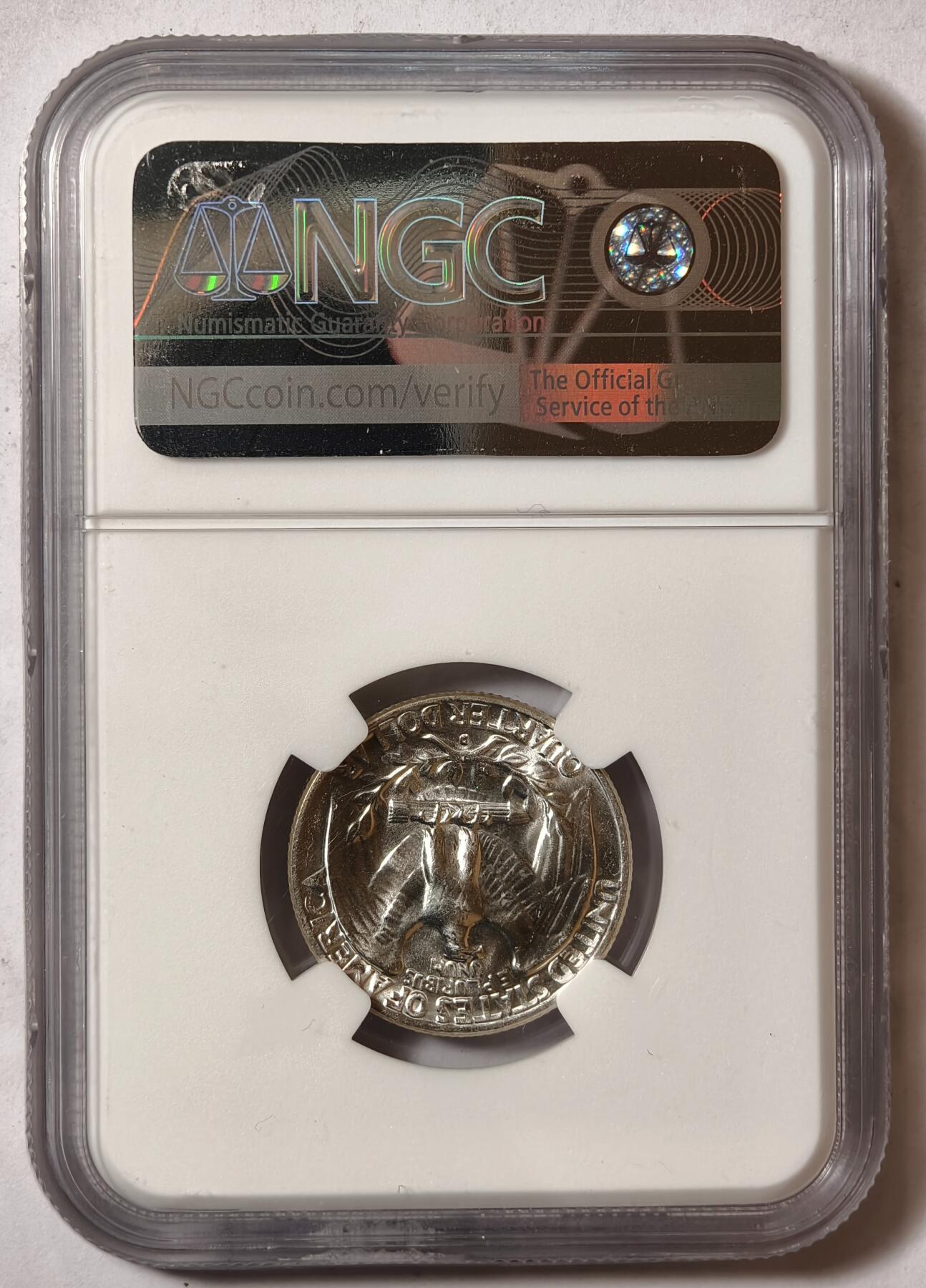 紫瑗钱币——第420期 美国 1957年 D版 华盛顿 25美分 银币 NGC MS64