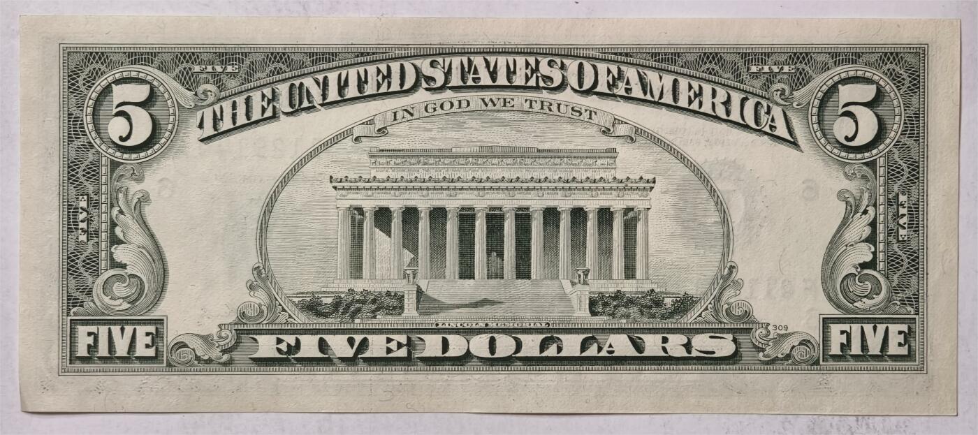 紫瑗钱币——第347期拍卖——纸币场 美国 1988年 F版 无序列 亚伯拉罕.林肯 5美元 小头版 UNC-