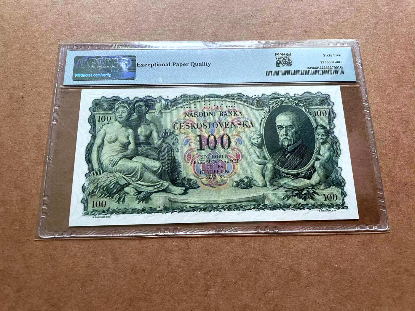 【Blue Auction】✨世界纸币精拍第475期【精】 【777豹子号样钞】捷斯 1931年100克朗 设计精美 PMG65EPQ 