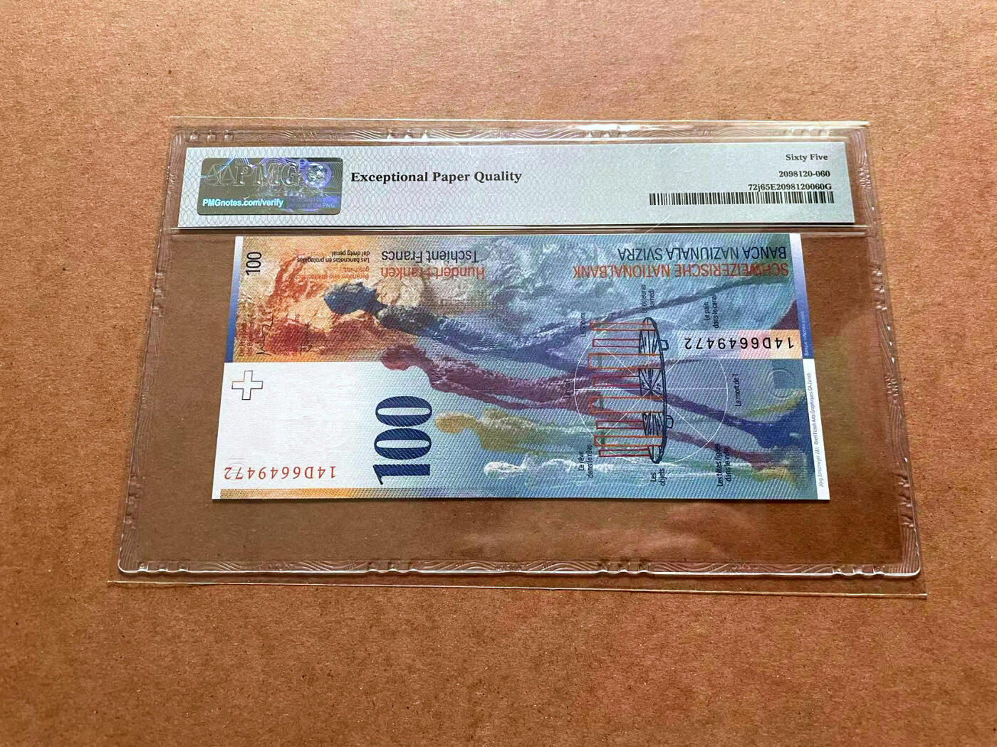 【Blue Auction】✨世界纸币精拍第475期【精】 瑞士 2014年100法郎 PMG65EPQ 