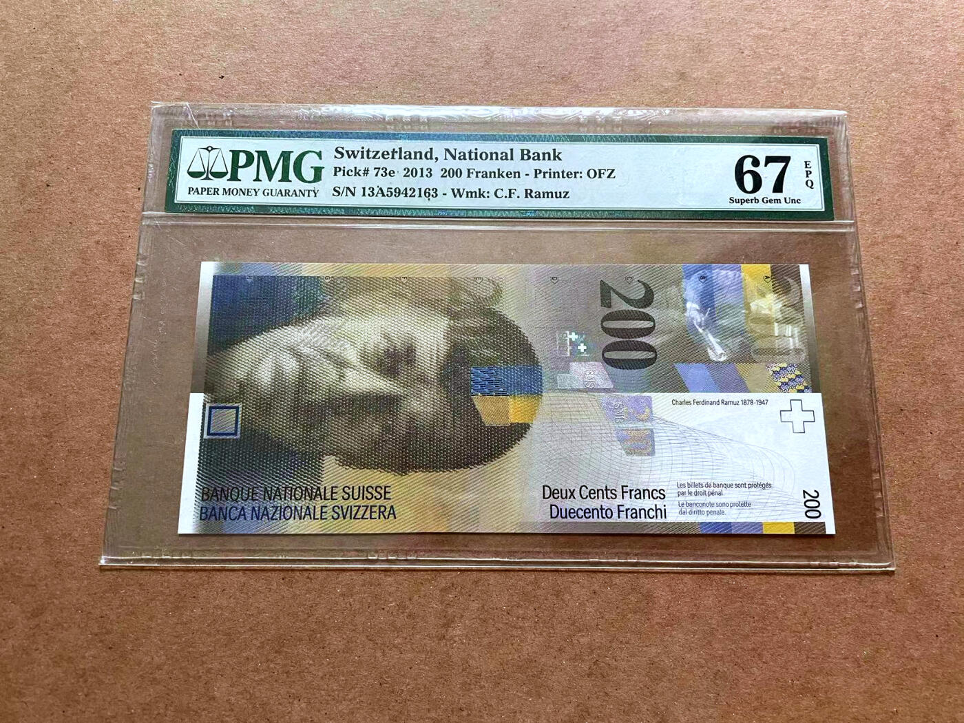 【Blue Auction】✨世界纸币精拍第475期【精】 【A冠】瑞士 2013年200法郎 PMG67EPQ 高分 