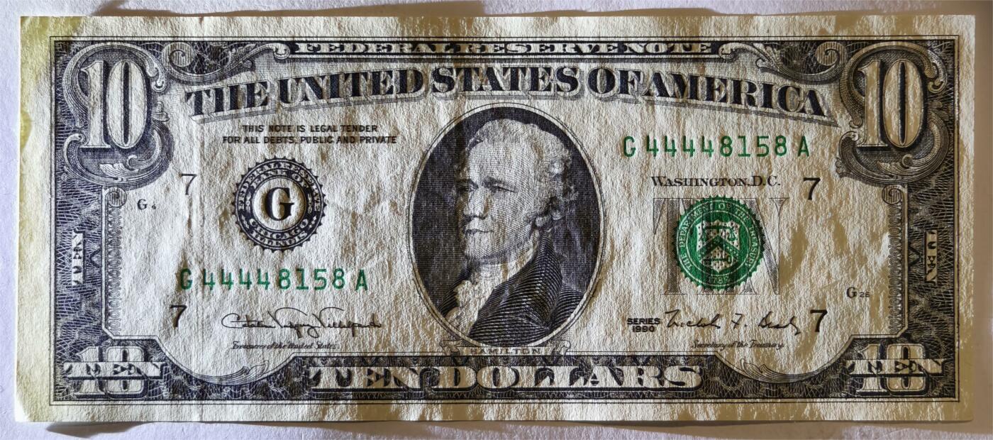 紫瑗钱币——第347期拍卖——纸币场 美国 1990年 G版 无序列 亚历山大.汉密尔顿 10美元 小头版 UNC