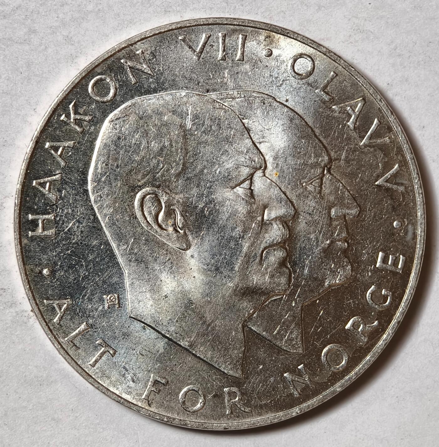 紫瑗钱币——第420期 挪威 1970年 二战胜利25周年 25克朗 29克 0.875银 UNC