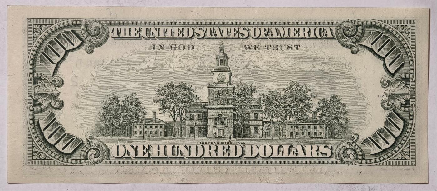 紫瑗钱币——第347期拍卖——纸币场 美国 1988年 H版 无序列 本杰明.富兰克林 100美元 小头版 UNC