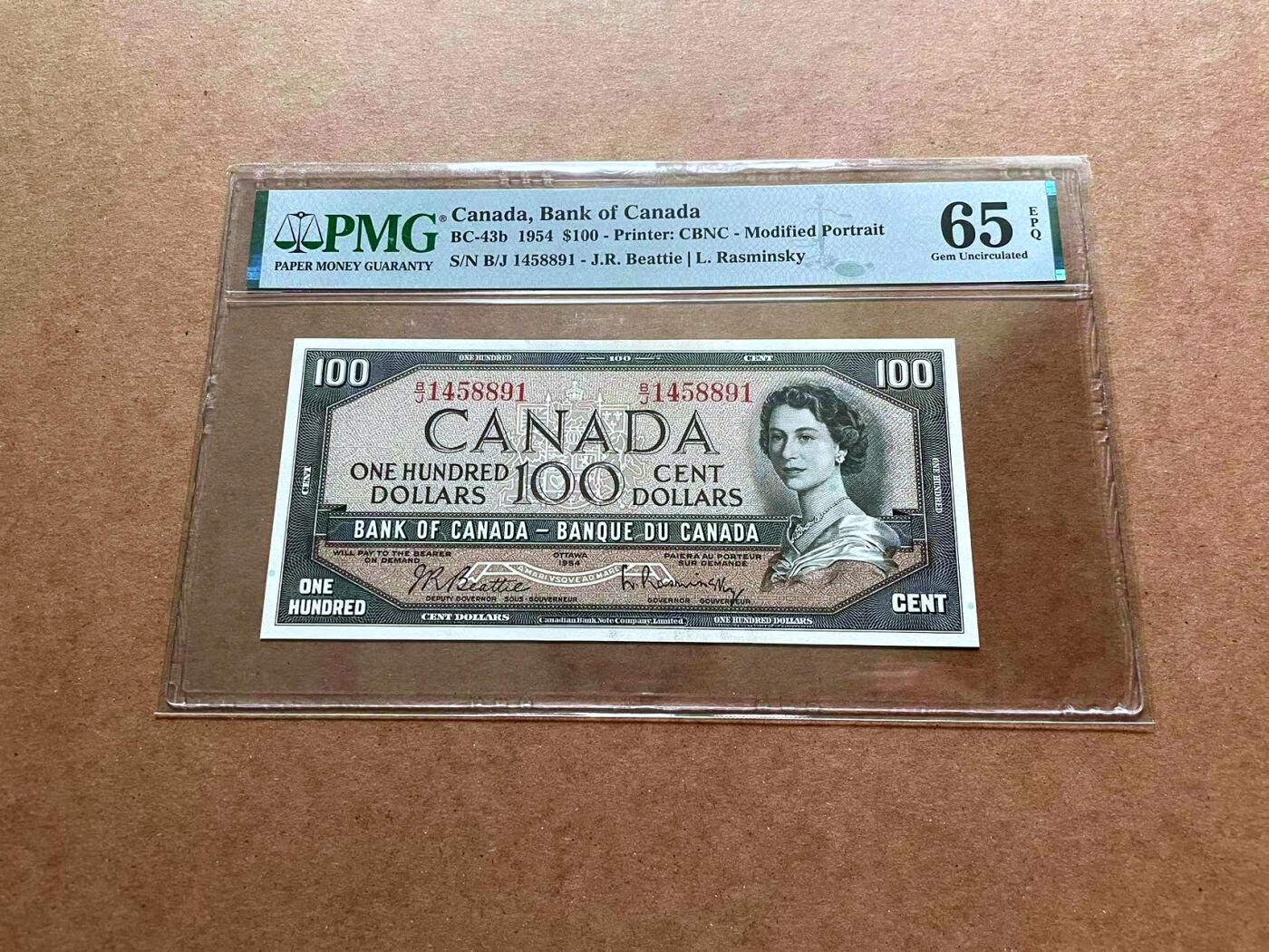 【Blue Auction】✨世界纸币精拍第475期【精】 加拿大 1954年100元 女王 背面风景唯美 PMG65EPQ 绝品