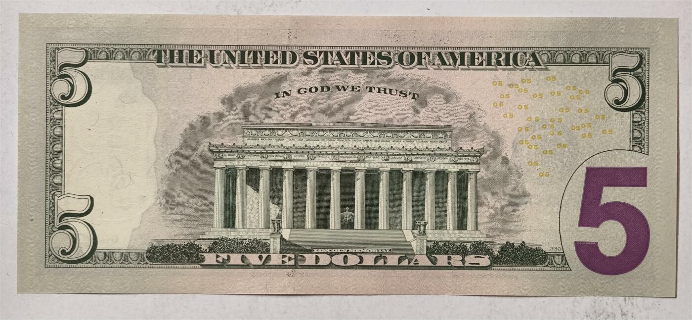 紫瑗钱币——第347期拍卖——纸币场 【补号】美国 2013年 F版 无序列 亚伯拉罕.林肯 5美元 彩色版 UNC