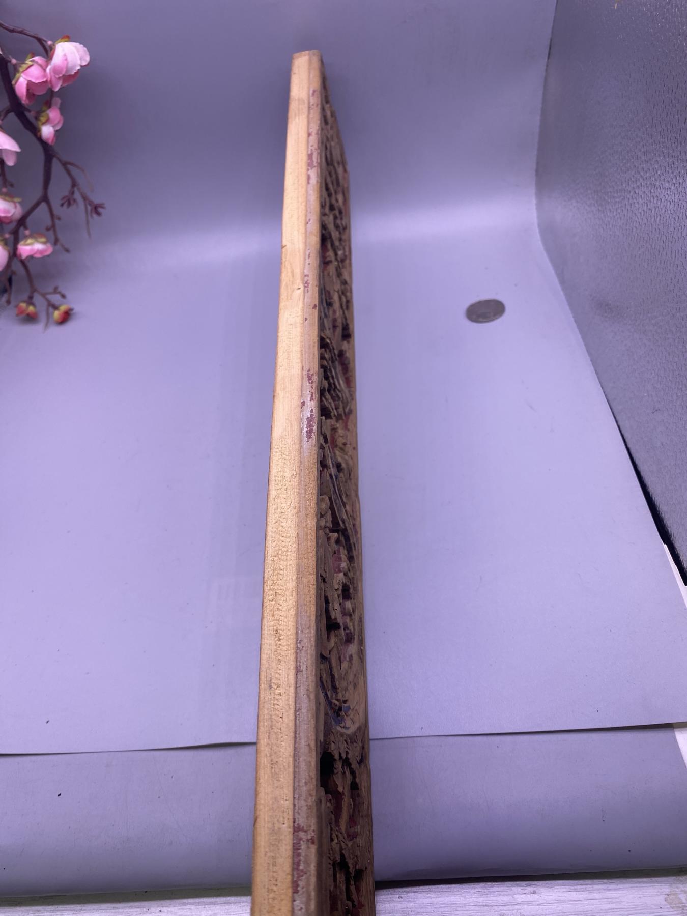 清代木雕三娘教子长花板，尺寸56.5*9厘米，品相如图，650包快递