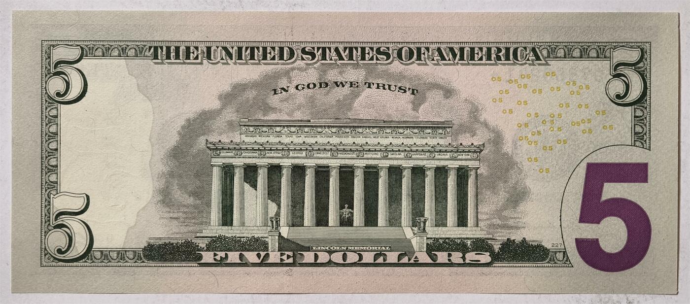 紫瑗钱币——第347期拍卖——纸币场 【补号】美国 2013年 F版 无序列 亚伯拉罕.林肯 5美元 彩色版 UNC