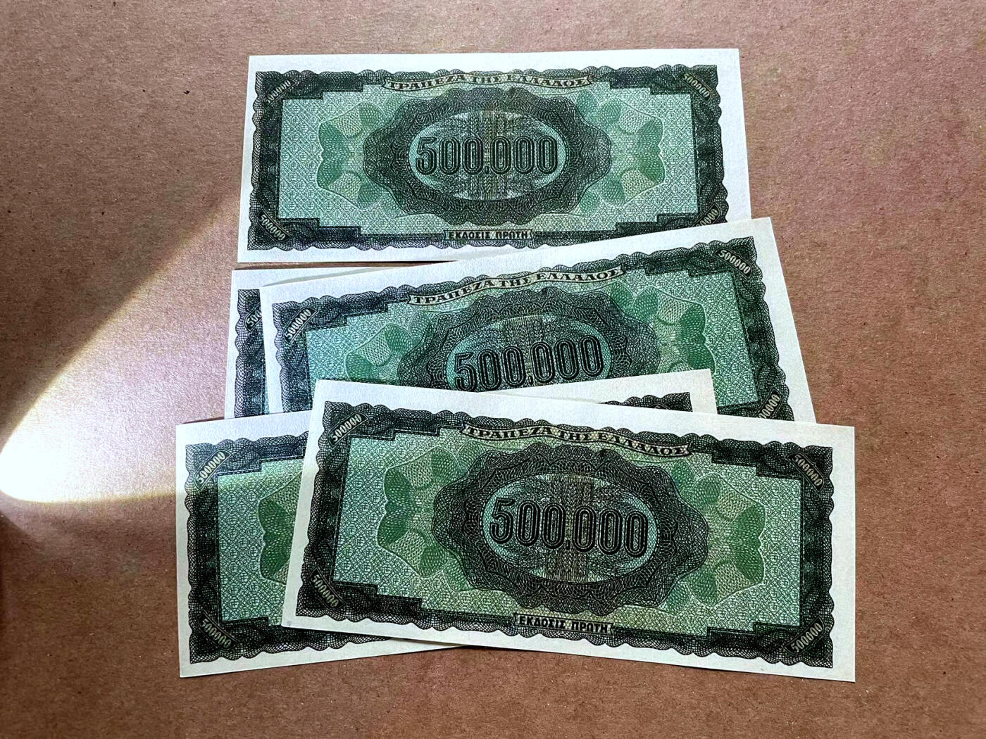 【Blue Auction】✨世界纸币精拍第475期【精】 【一组5张连号】希腊 1944年50万德拉科马 UNC/UNC- 