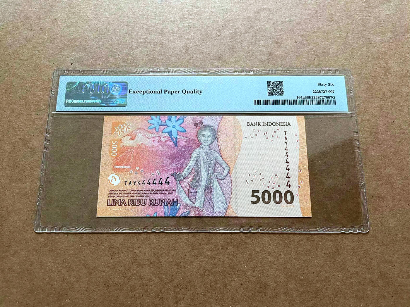 【Blue Auction】✨世界纸币精拍第475期【精】 【全同4】印尼 2022年5000卢比 PMG66EPQ 