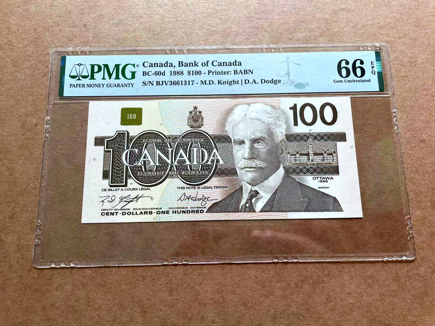 【Blue Auction】✨世界纸币精拍第475期【精】 加拿大 1988年100元 PMG66EPQ 