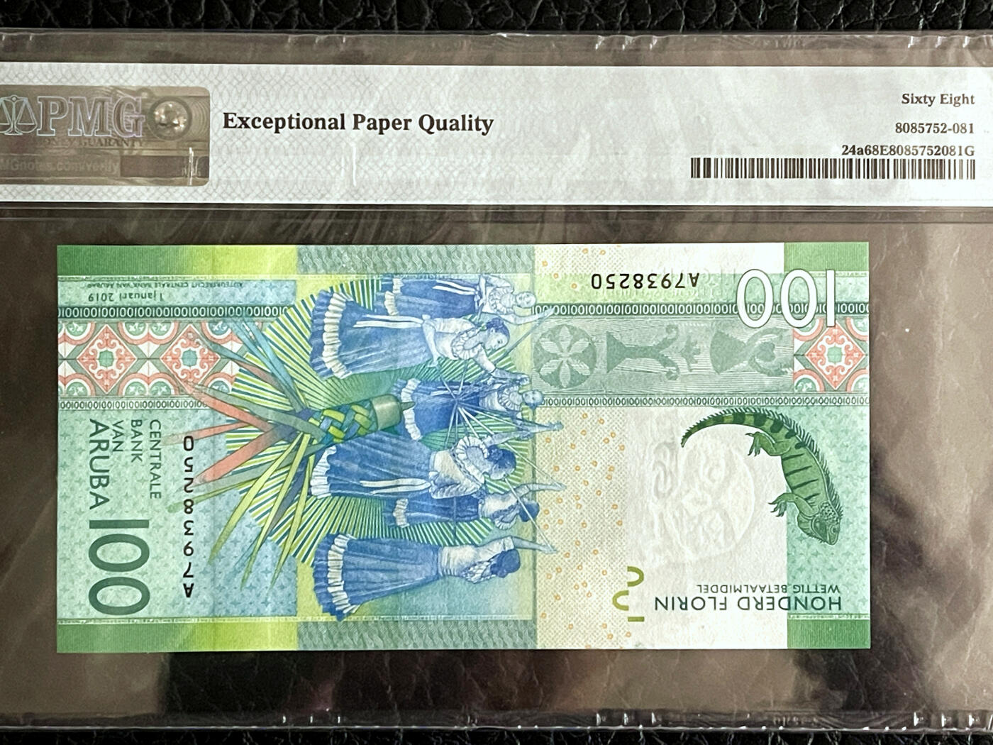 【Blue Auction】✨世界纸币精拍第475期【精】  【获奖钞】阿鲁巴 2019年100弗罗林 大蜥蜴 PMG68EPQ 超高分