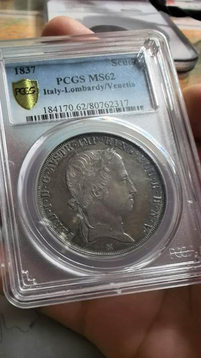 伦巴第-威尼西亚1837年Scudo银币 PCGS-MS62 - 伦巴第-威尼西亚1837年Scudo银币 PCGS-MS62