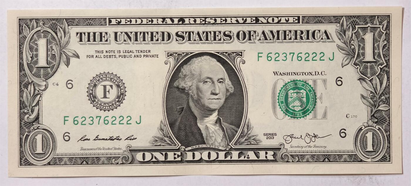 紫瑗钱币——第347期拍卖——纸币场 美国 2013年 F版 无序列 乔治·华盛顿 1美元  UNC-