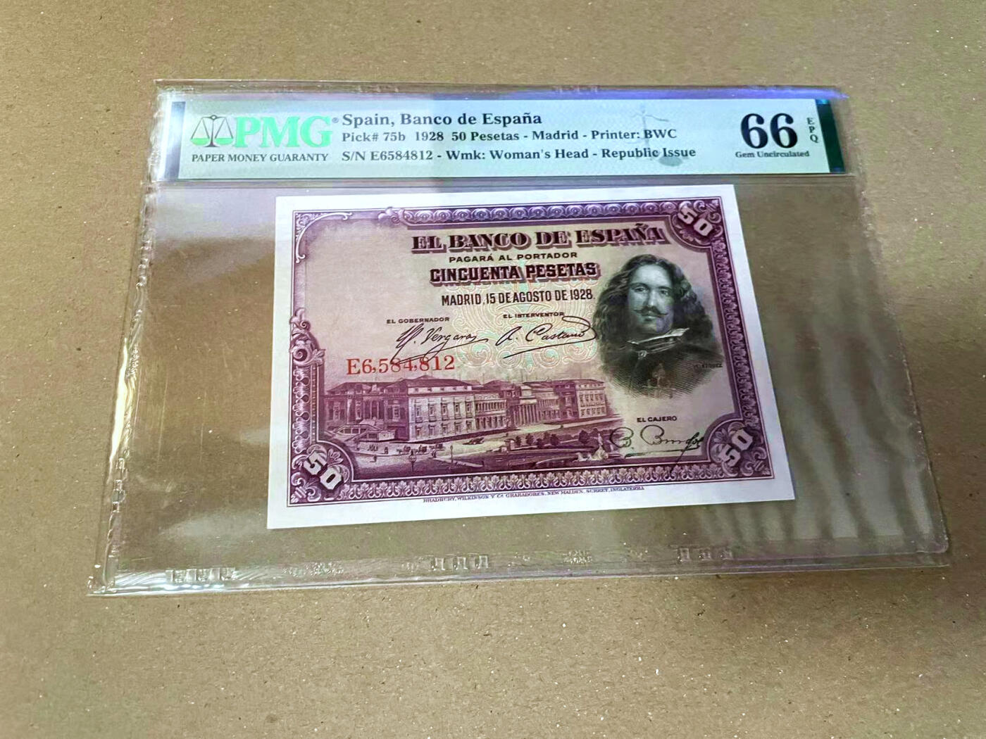 【Blue Auction】✨世界纸币精拍第475期【精】 西班牙 1928年50比塞塔 BWC出品 PMG66EPQ 