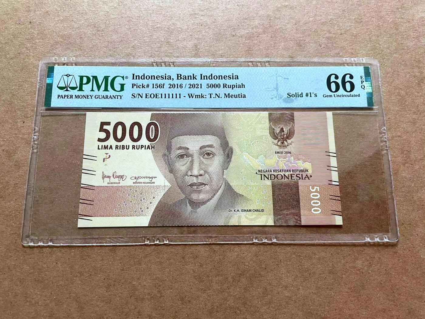 【Blue Auction】✨世界纸币精拍第475期【精】 【全同1】印尼 2016年5000卢比 PMG66EPQ 