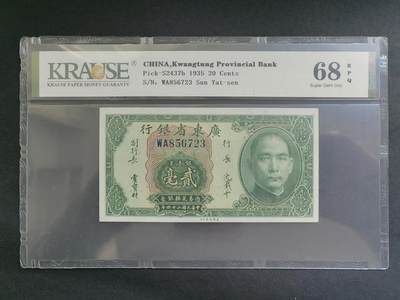 民国币专场240517第二场 - 广东省银行美钞版2毫