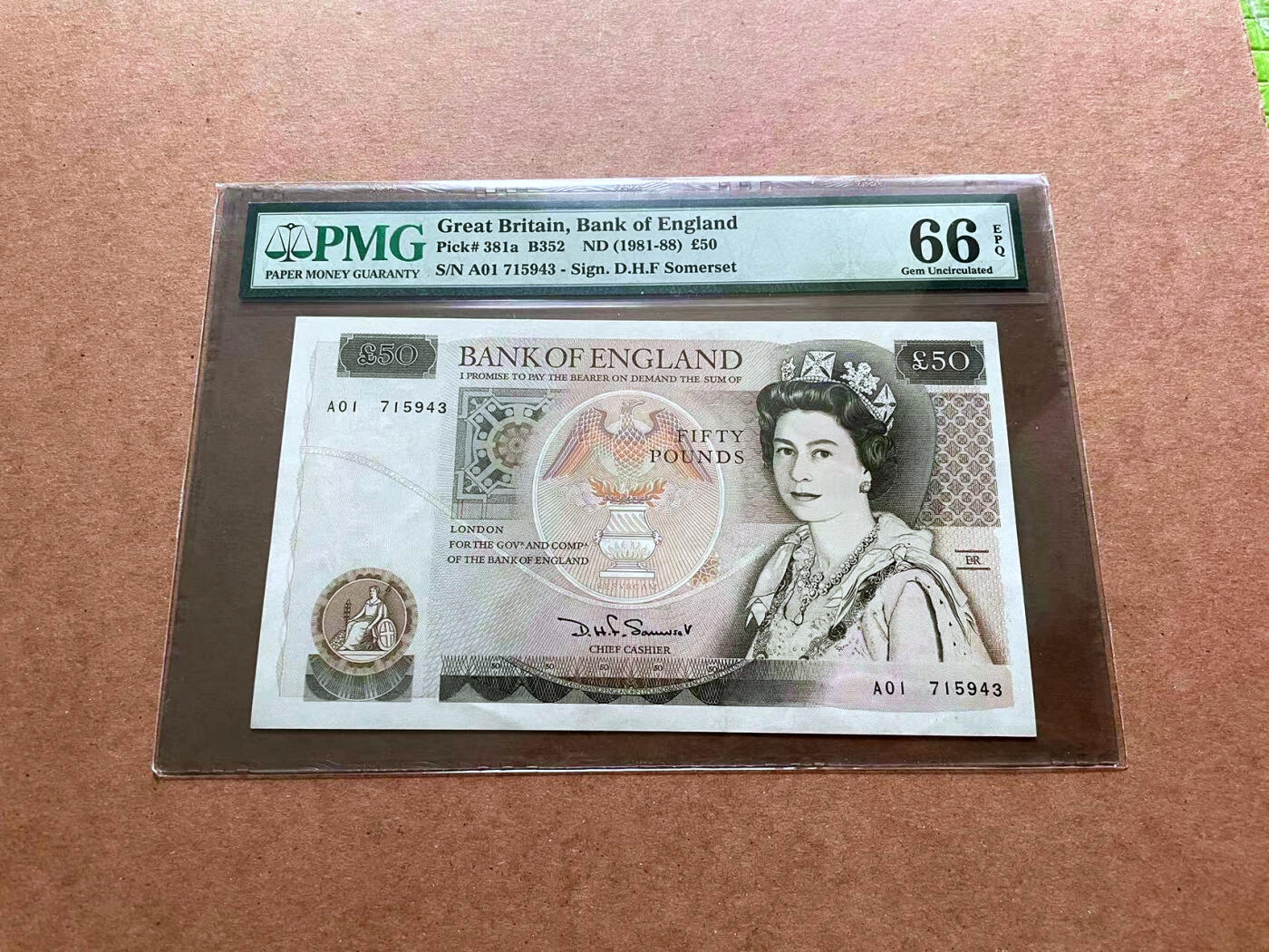 【Blue Auction】✨世界纸币精拍第475期【精】 【a版A01冠】英国 D序列 1981-88年50镑 PMG66EPQ 