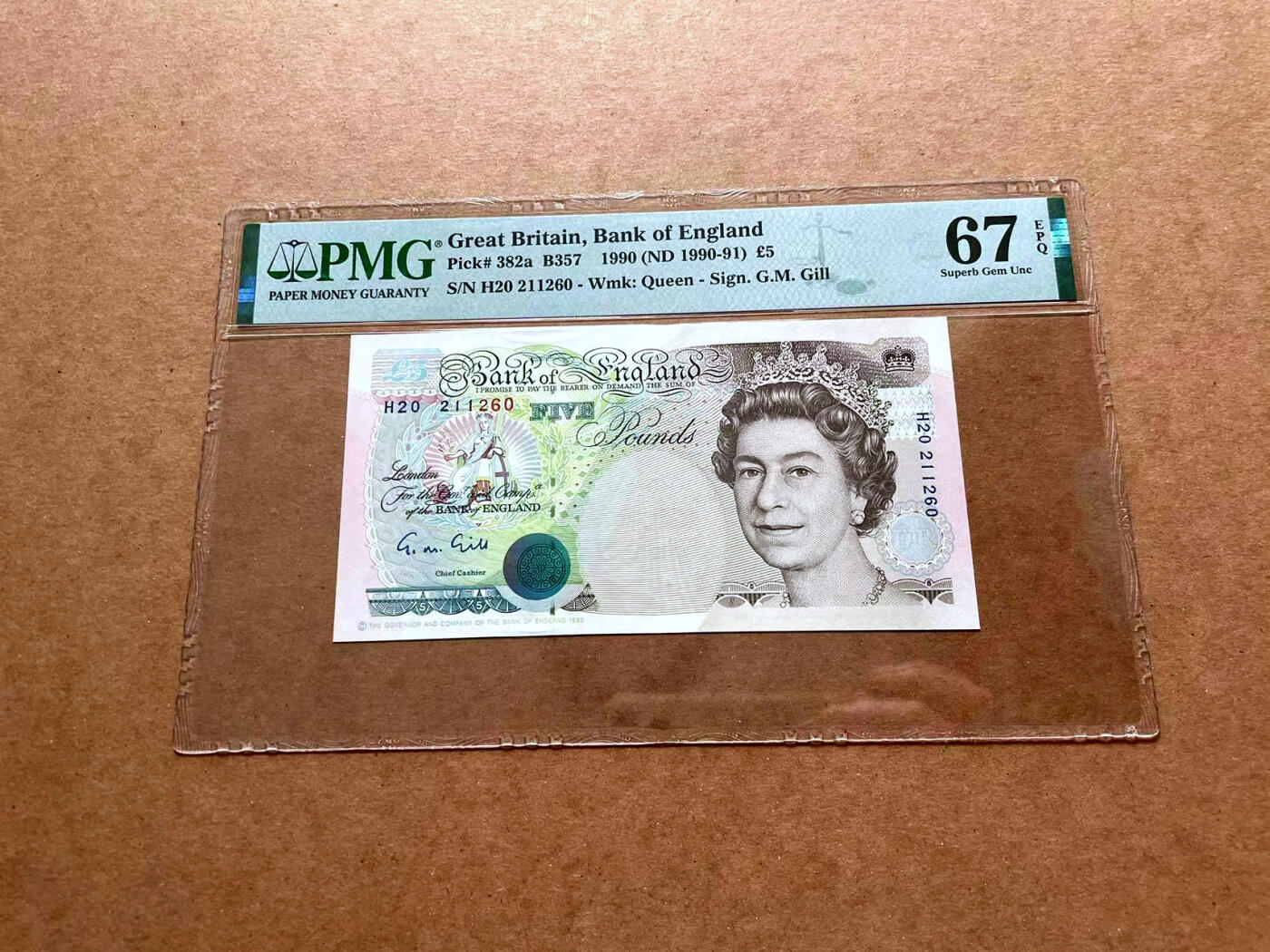 【Blue Auction】✨世界纸币精拍第475期【精】 【无47】英国 1990年5镑 PMG67EPQ 高分