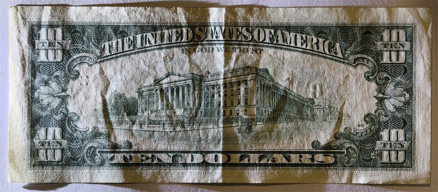 紫瑗钱币——第347期拍卖——纸币场 美国 1995年 B版 无序列 亚历山大.汉密尔顿 10美元 小头版 AU 有折