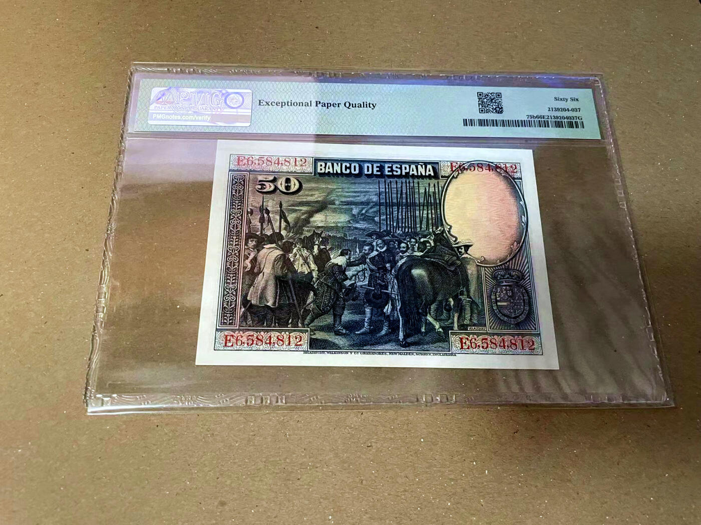 【Blue Auction】✨世界纸币精拍第475期【精】 西班牙 1928年50比塞塔 BWC出品 PMG66EPQ 