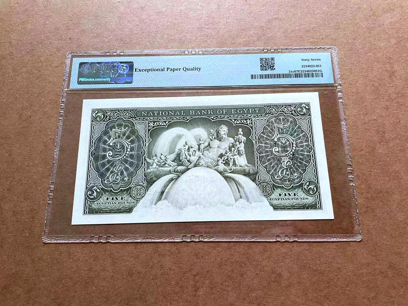 【Blue Auction】✨世界纸币精拍第475期【精】 埃及 1957-59年5镑 尼罗河神  PMG67EPQ 高分