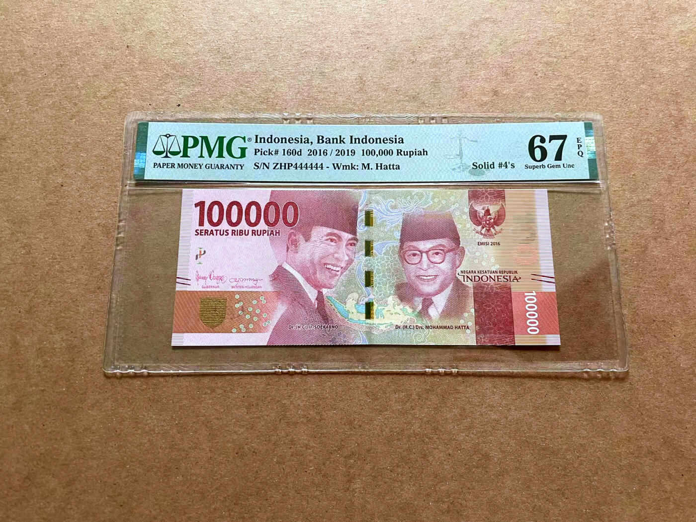 【Blue Auction】✨世界纸币精拍第475期【精】 【全同4】印尼 2016年100000卢比 PMG67EPQ 