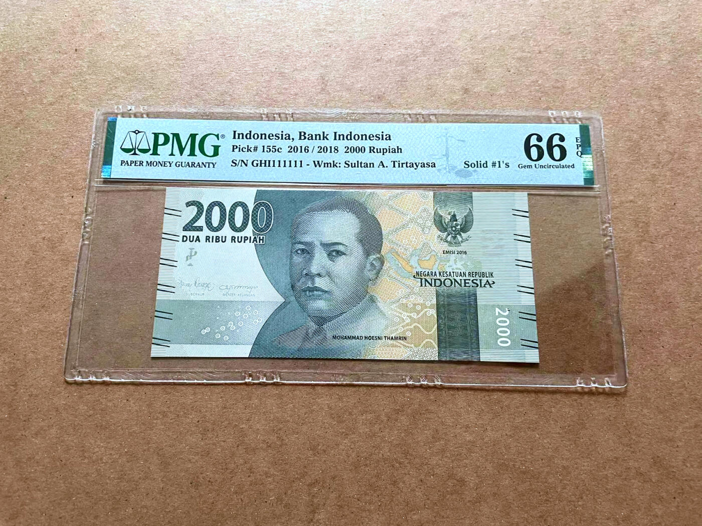 【Blue Auction】✨世界纸币精拍第475期【精】 【全同1】印尼 2016年2000卢比 PMG66EPQ 