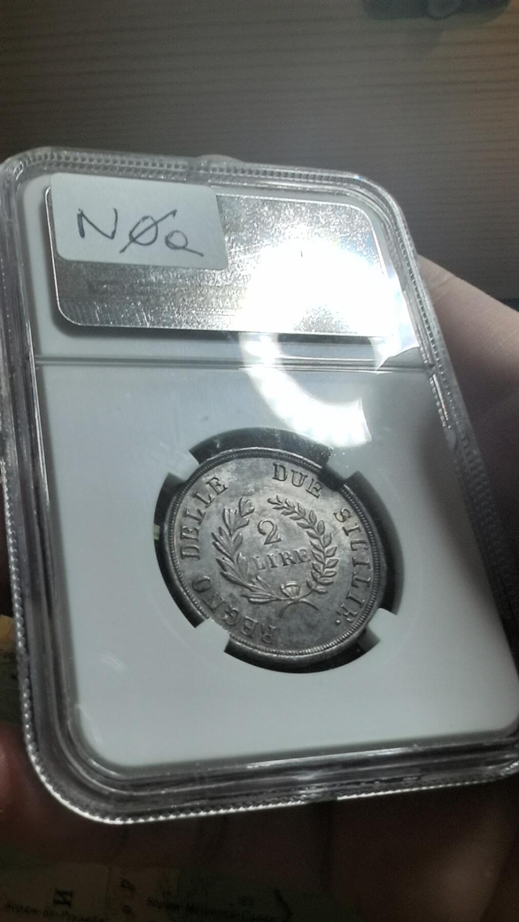 那不勒斯王国1813年缪拉2里拉银币 NGC-MS63