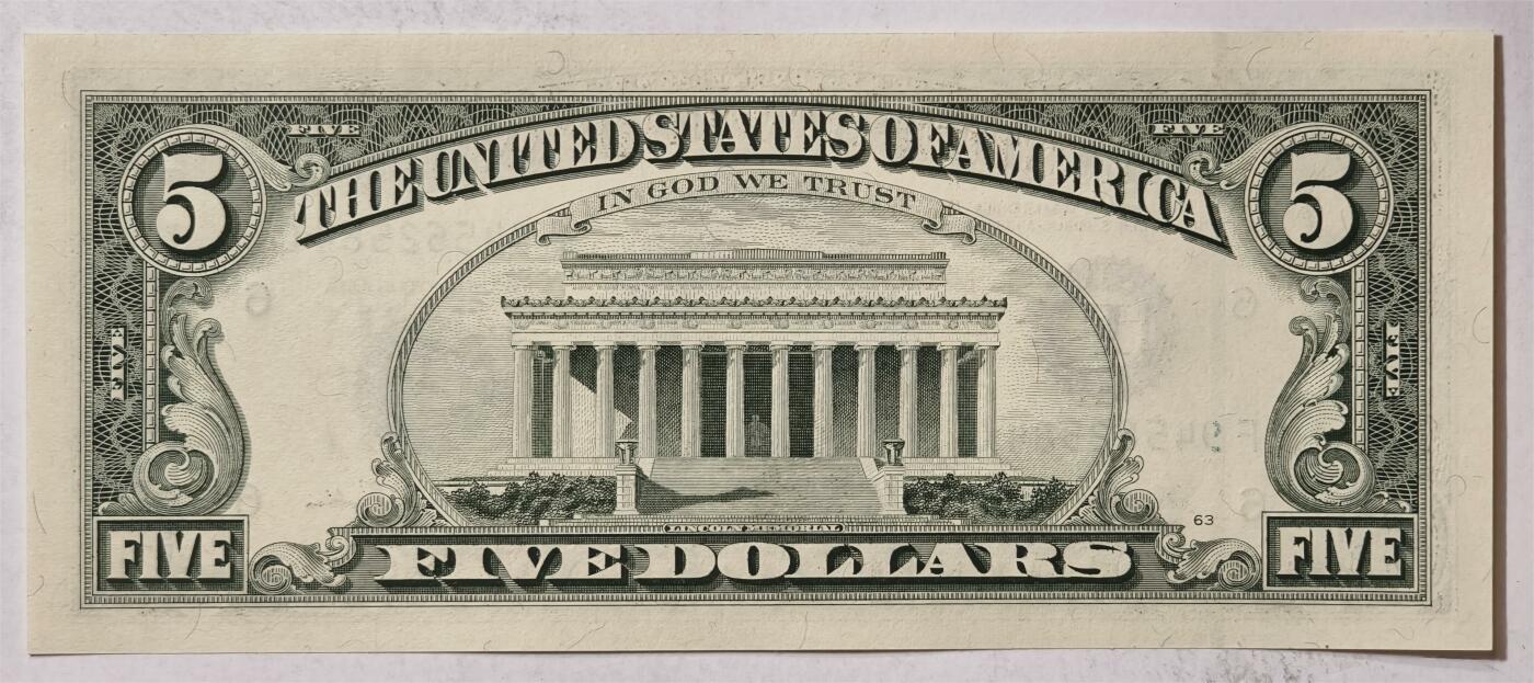 紫瑗钱币——第347期拍卖——纸币场 美国 1995年 F版 无序列 亚伯拉罕.林肯 5美元 小头版 UNC