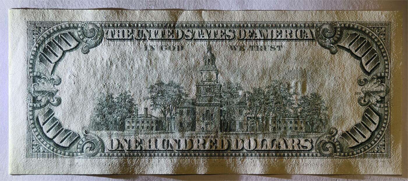 紫瑗钱币——第347期拍卖——纸币场 美国 1988年 H版 无序列 本杰明.富兰克林 100美元 小头版 UNC