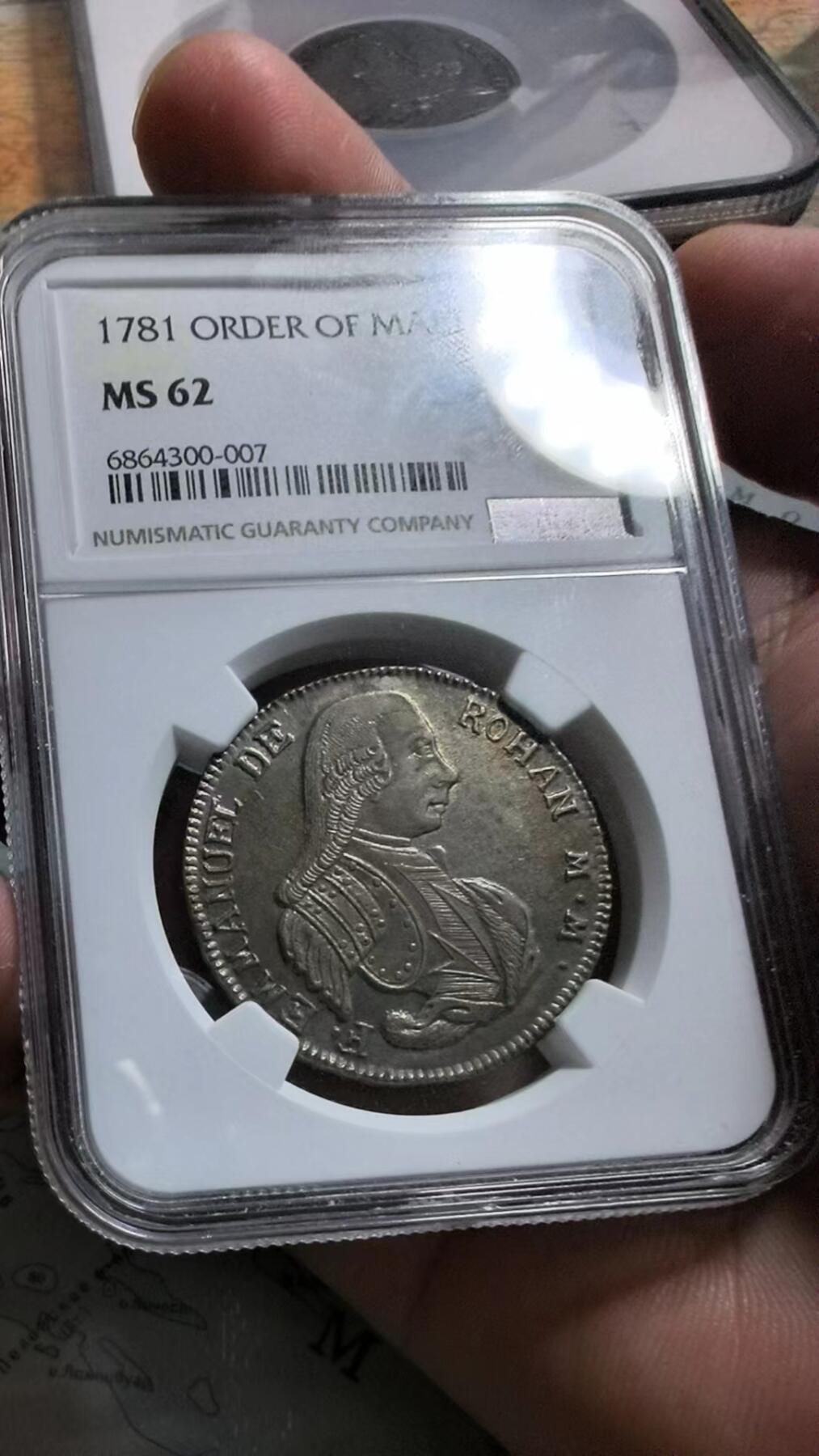 马耳他骑士团1781年15塔里银币 NGC-MS62